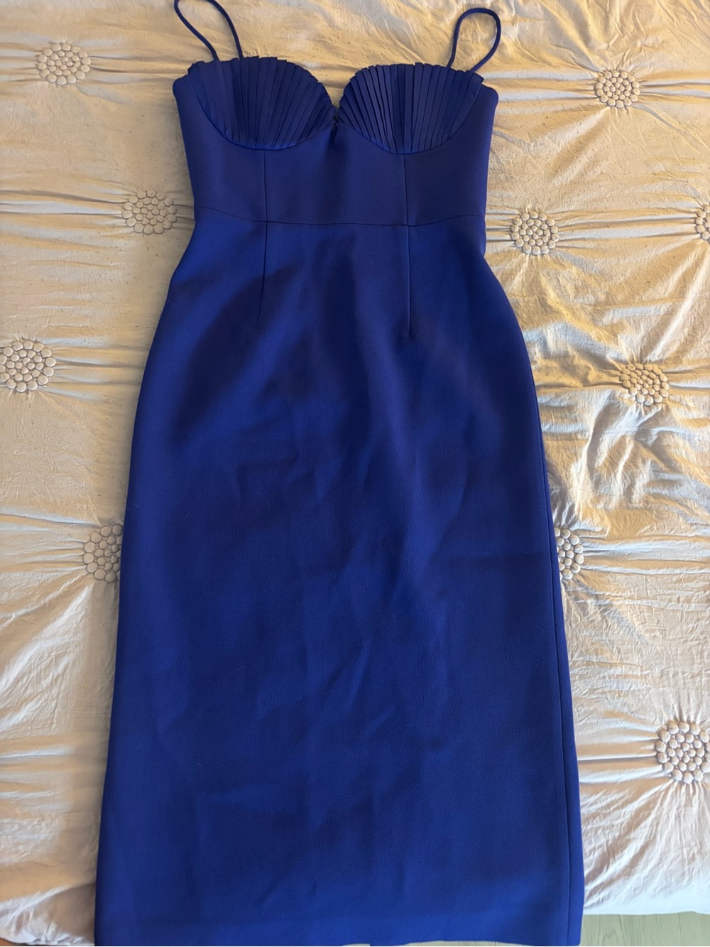 Rebecca Vallance Pleated Bust Midi Dress in Royal Blue